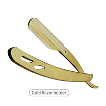 Load image into Gallery viewer, Men Shaving Barber Tools Hair Razor and Blades Antique Black Folding Shaving Knife Stainless Steel Straight razor Holder