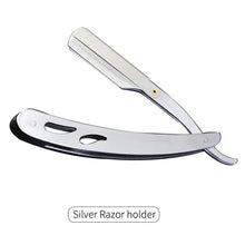 Load image into Gallery viewer, Men Shaving Barber Tools Hair Razor and Blades Antique Black Folding Shaving Knife Stainless Steel Straight razor Holder