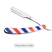 Load image into Gallery viewer, Men Shaving Barber Tools Hair Razor and Blades Antique Black Folding Shaving Knife Stainless Steel Straight razor Holder